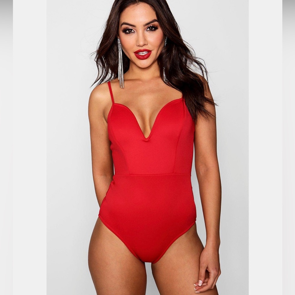 Boohoo Vibrant Red Bodysuit